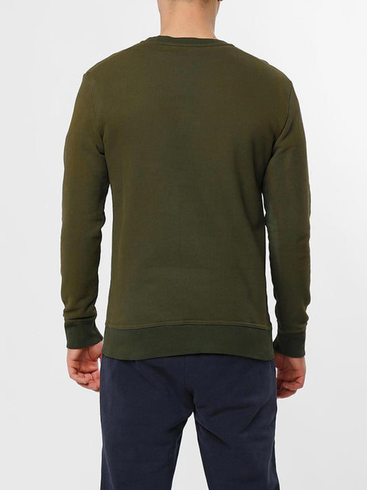 Acid Dye Organic Cotton Crew Neck Sweatshirt Khaki | D