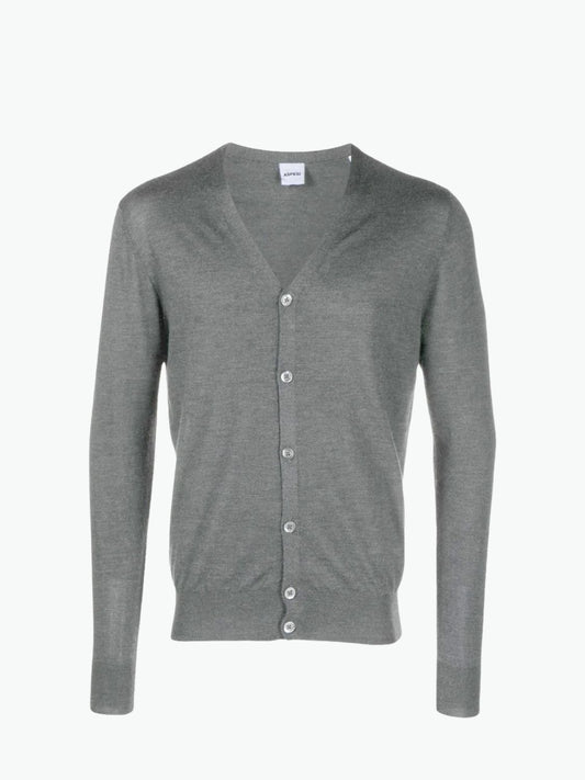 Aspesi Wool Cardigan Light Grey