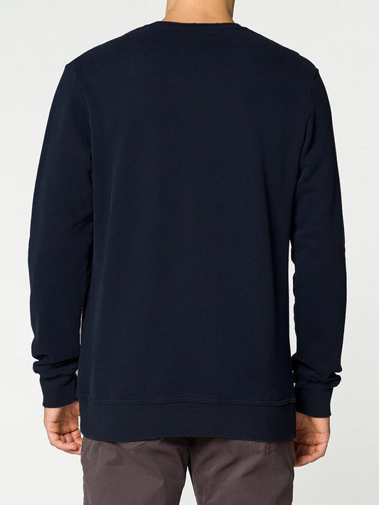 Distressed Crew-Neck Sweatshirt Navy Blue