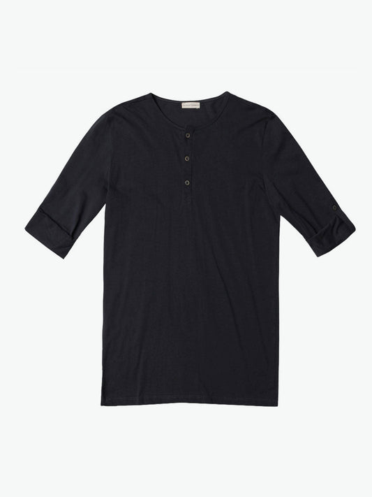 The Project Garments Henley Organic Cotton T-shirt Charcoal Grey