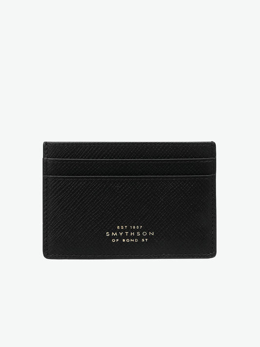 Smythson Flat Card Holder in Panama Black
