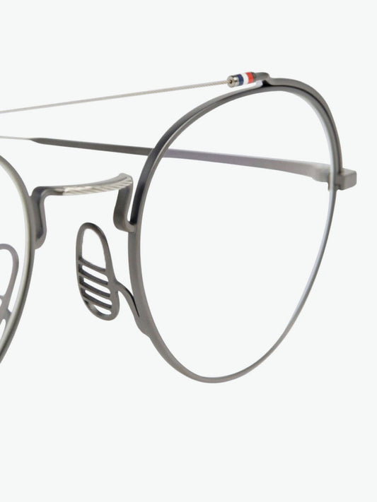 Thom Browne Black Iron And Silver Oval Optical Glasses | D