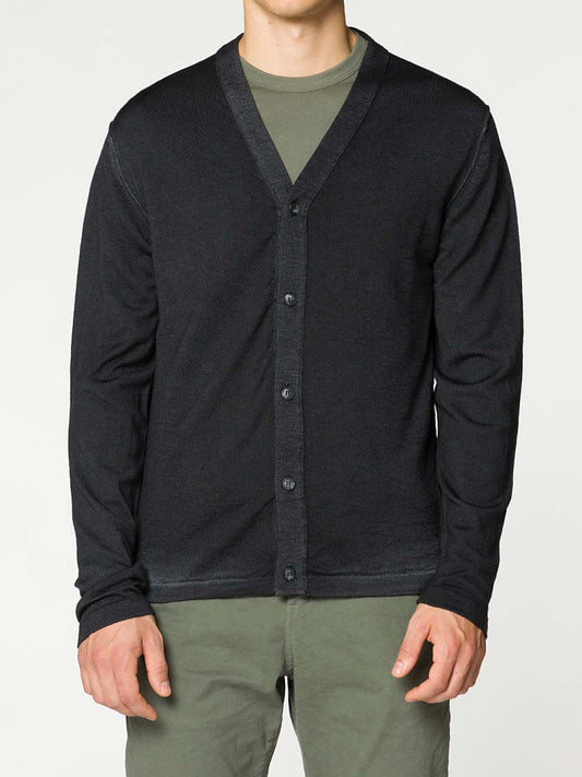 Oil Wash Virgin Wool Cardigan Black | B