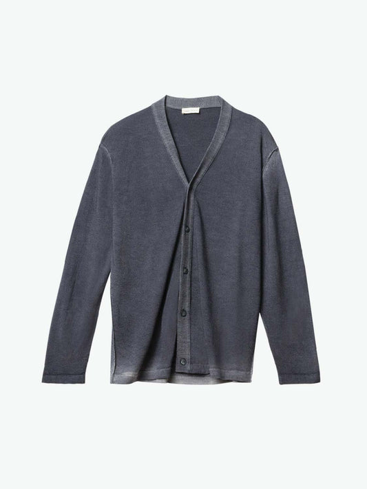 Oil Wash Virgin Wool Cardigan Grey | A