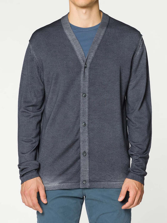 Oil Wash Virgin Wool Cardigan Grey | B