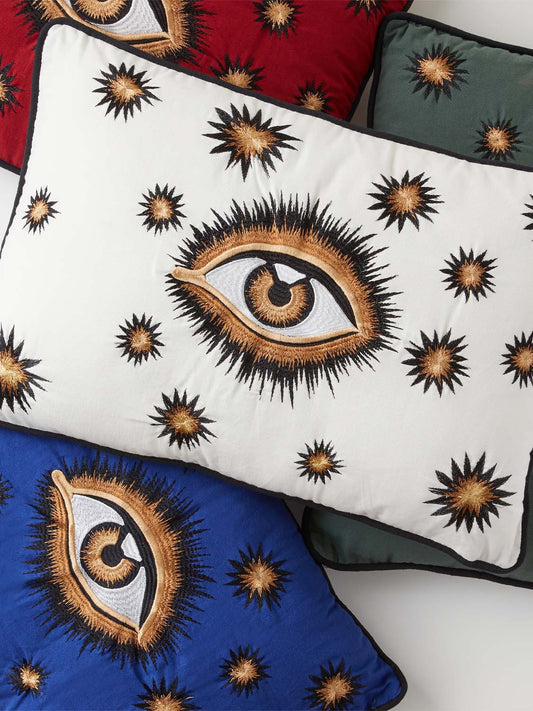 Les Ottomans Eye Hand-Embroidered Cushion