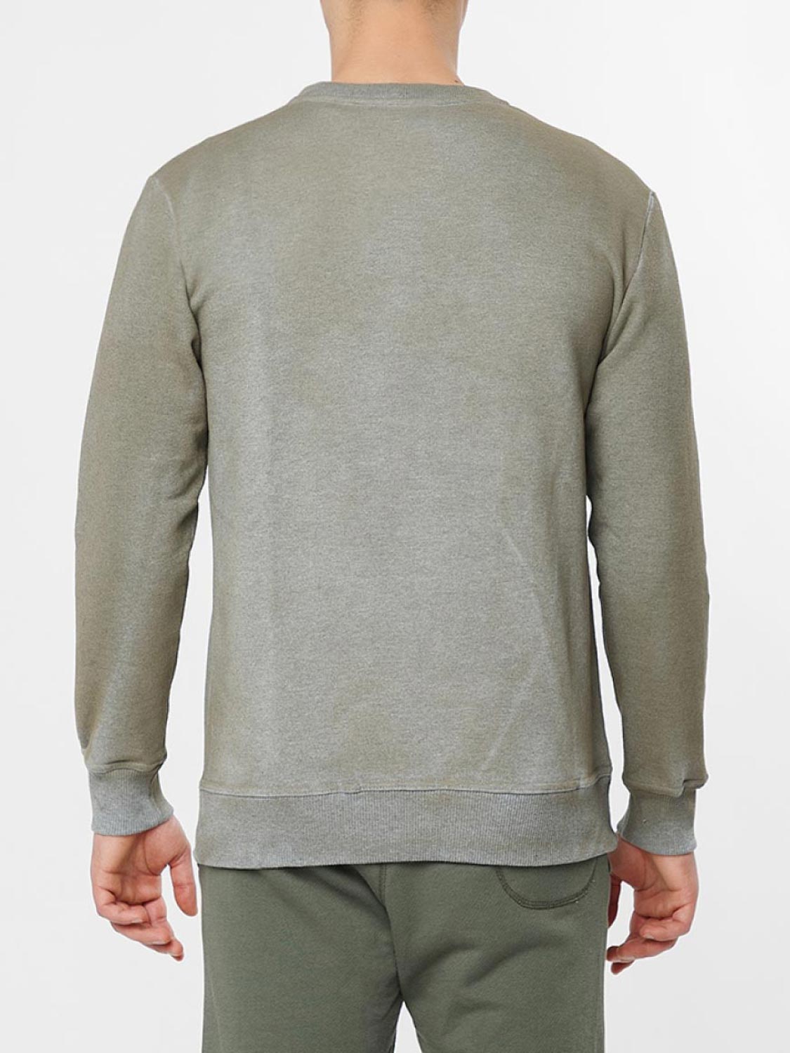 Acid Dye Organic Cotton Crew Neck Sweatshirt Melange Grey | D