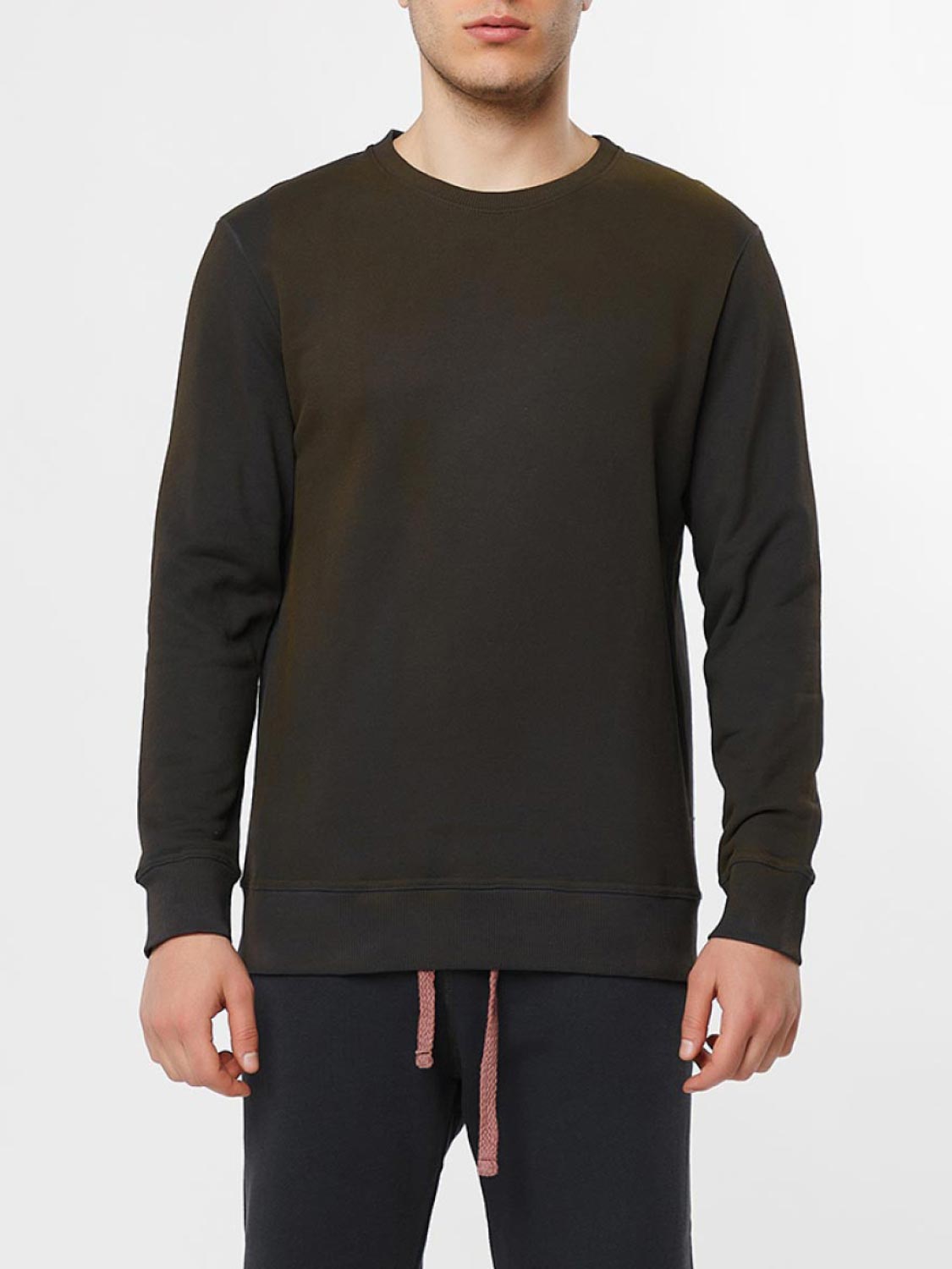 Acid Dye Organic Cotton Crew Neck Sweatshirt Meteorite | B
