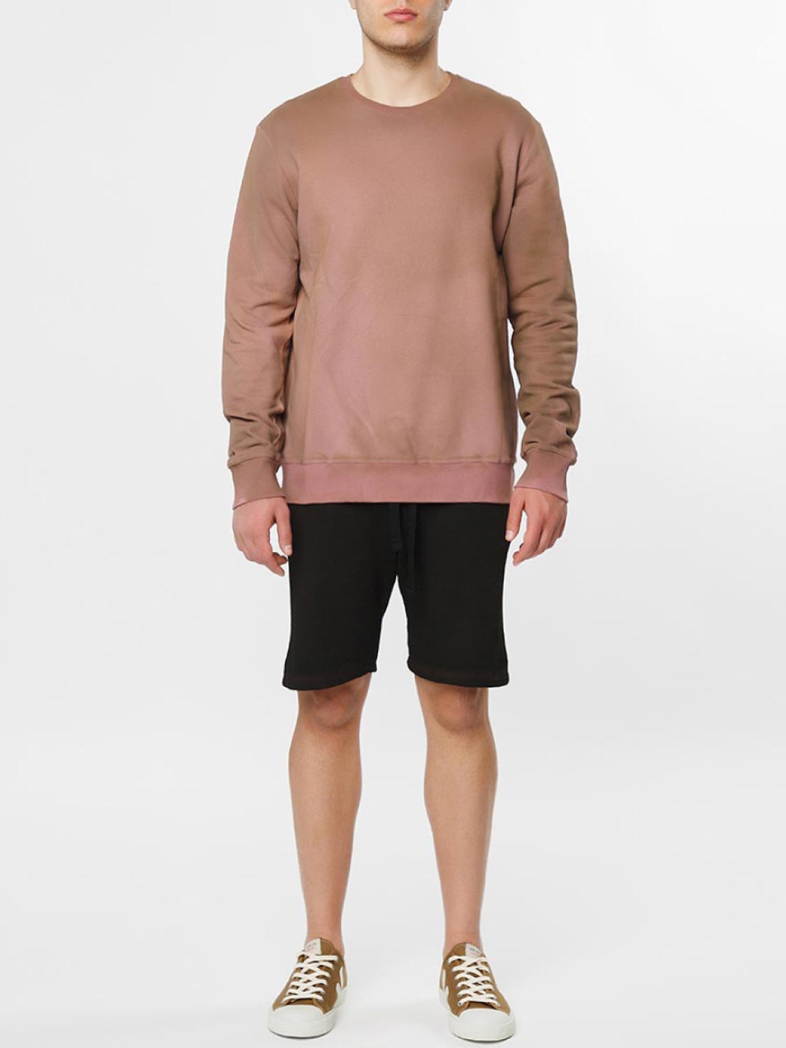 Acid Dye Organic Cotton Crew Neck Sweatshirt Dusty Pink | E