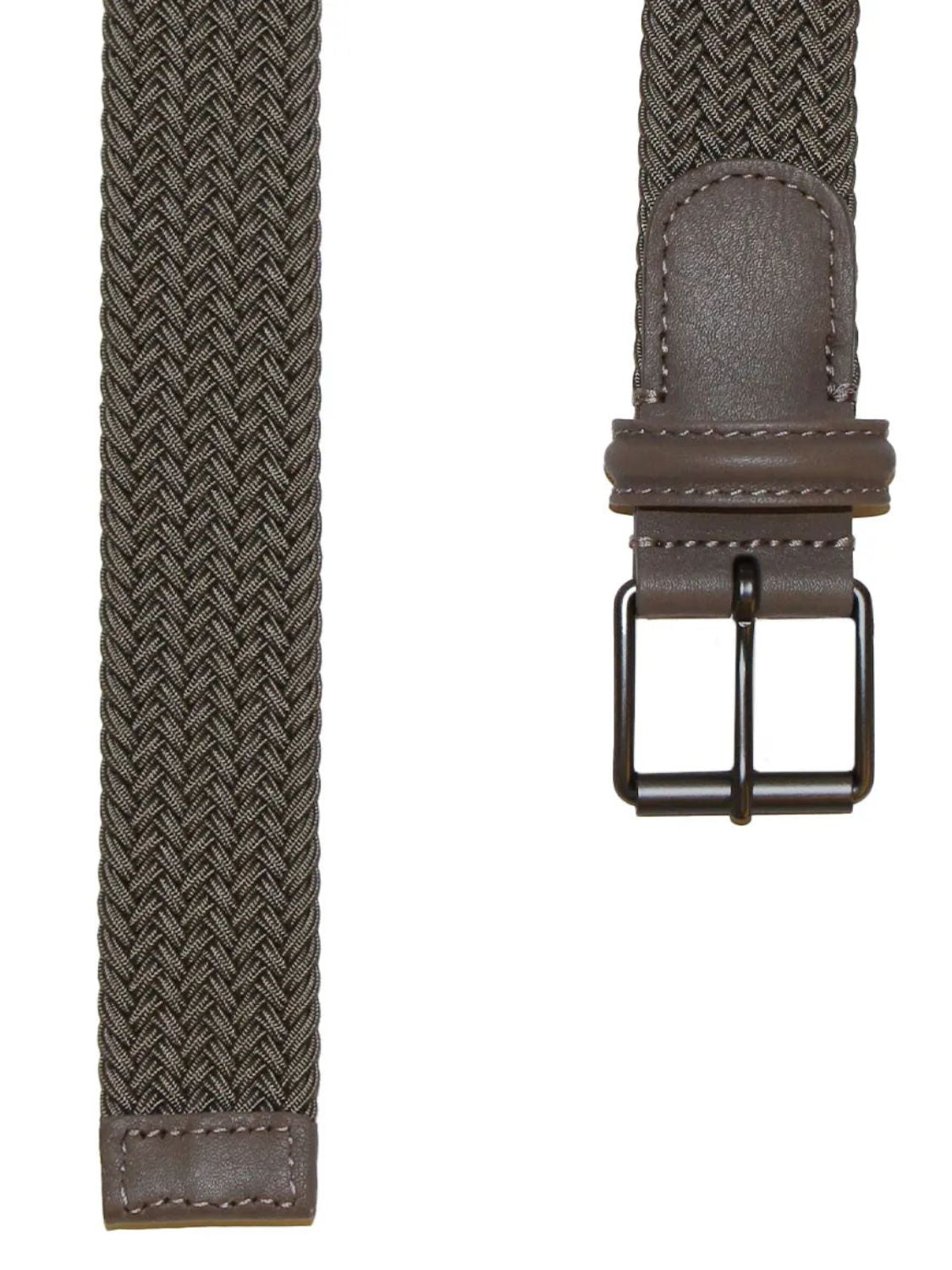 Anderson’s Leather-Trimmed Woven Belt Light Khaki