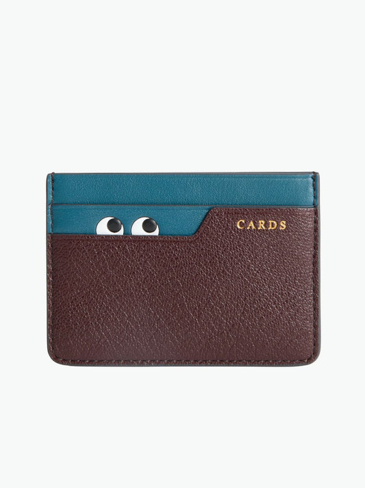 Anya Hindmarch Peeping Eyes Card Case in Claret Shiny Capra | A