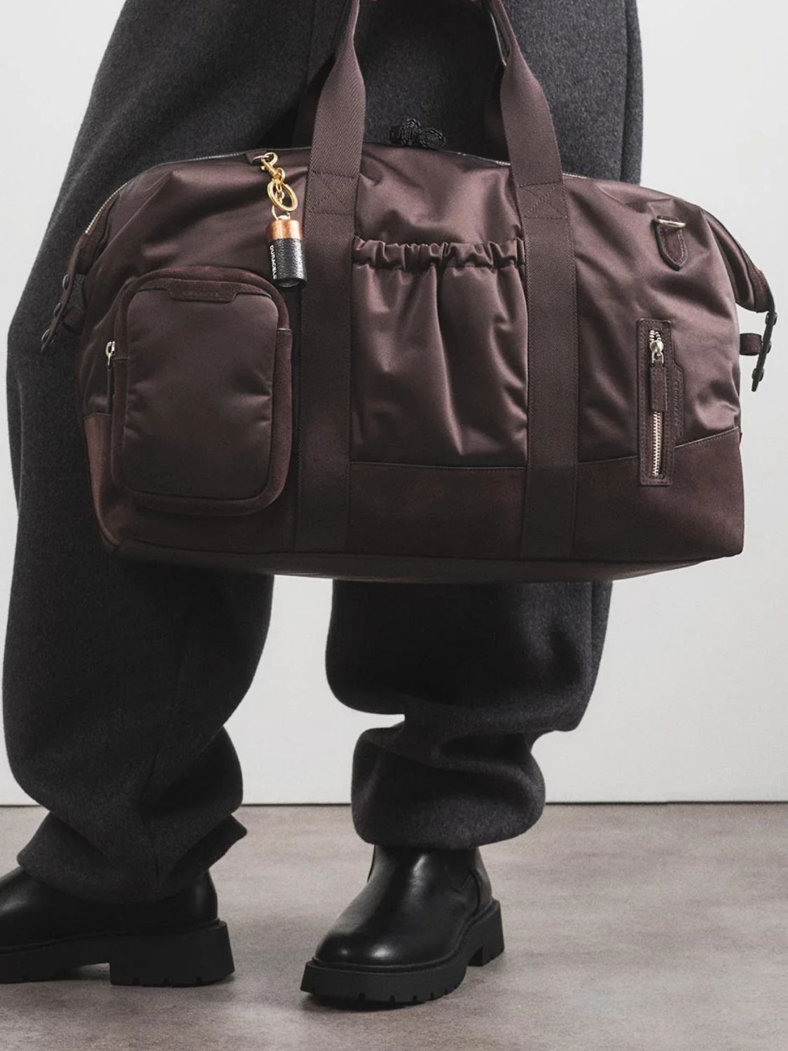 Anya Hindmarch Padded Maxi In-Flight Travel Bag Chocolate Brown
