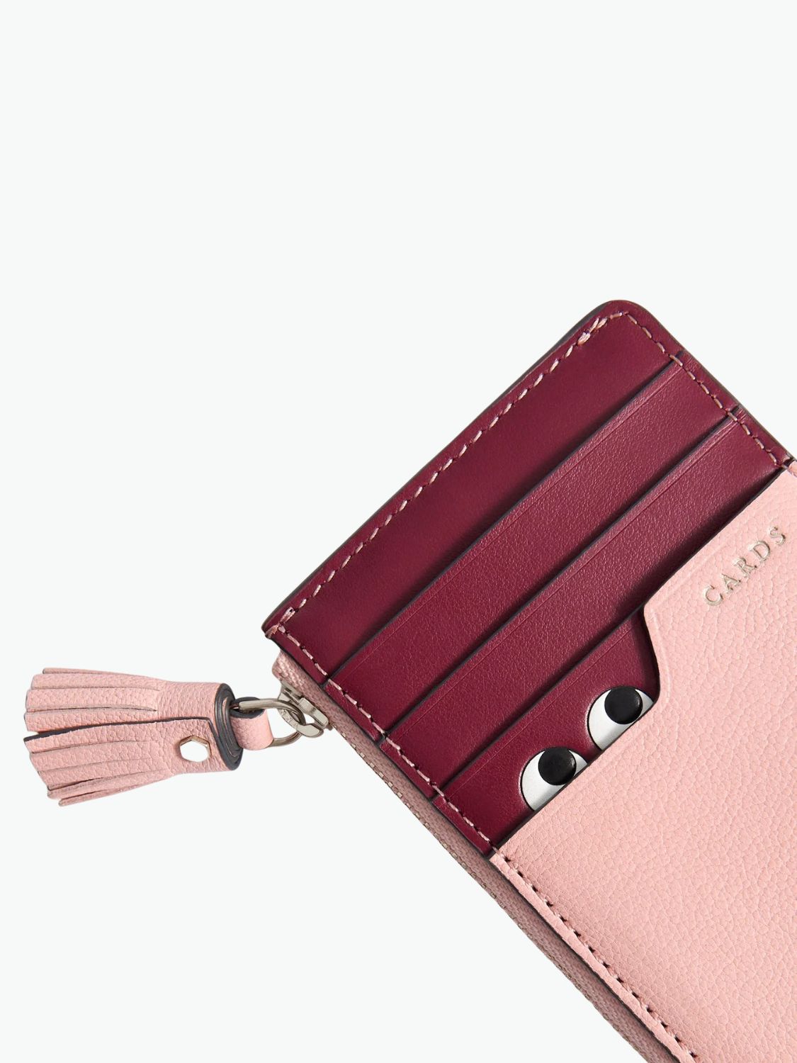 Anya Hindmarch Peeping Eyes Zip Card Case Shell Pink
