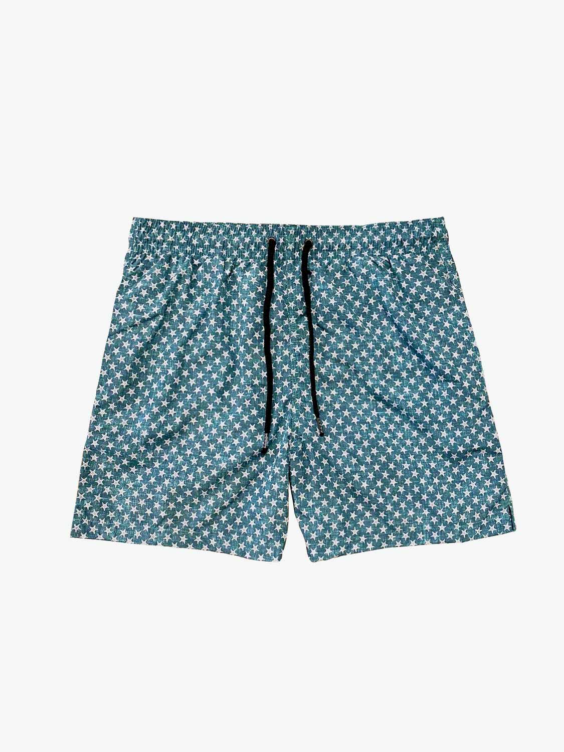 Aspesi Stromboli Printed Nylon Trunks Starfish Petrol