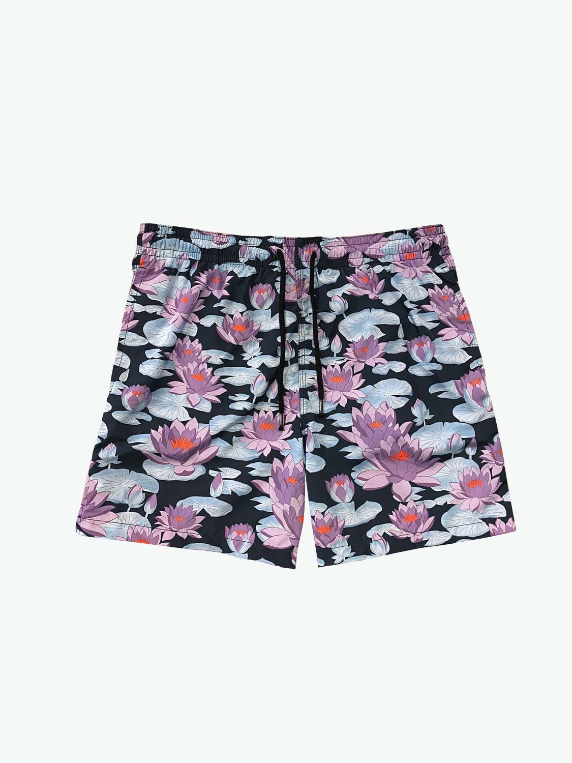 Aspesi Stromboli Printed Nylon Trunks Water Lily Navy