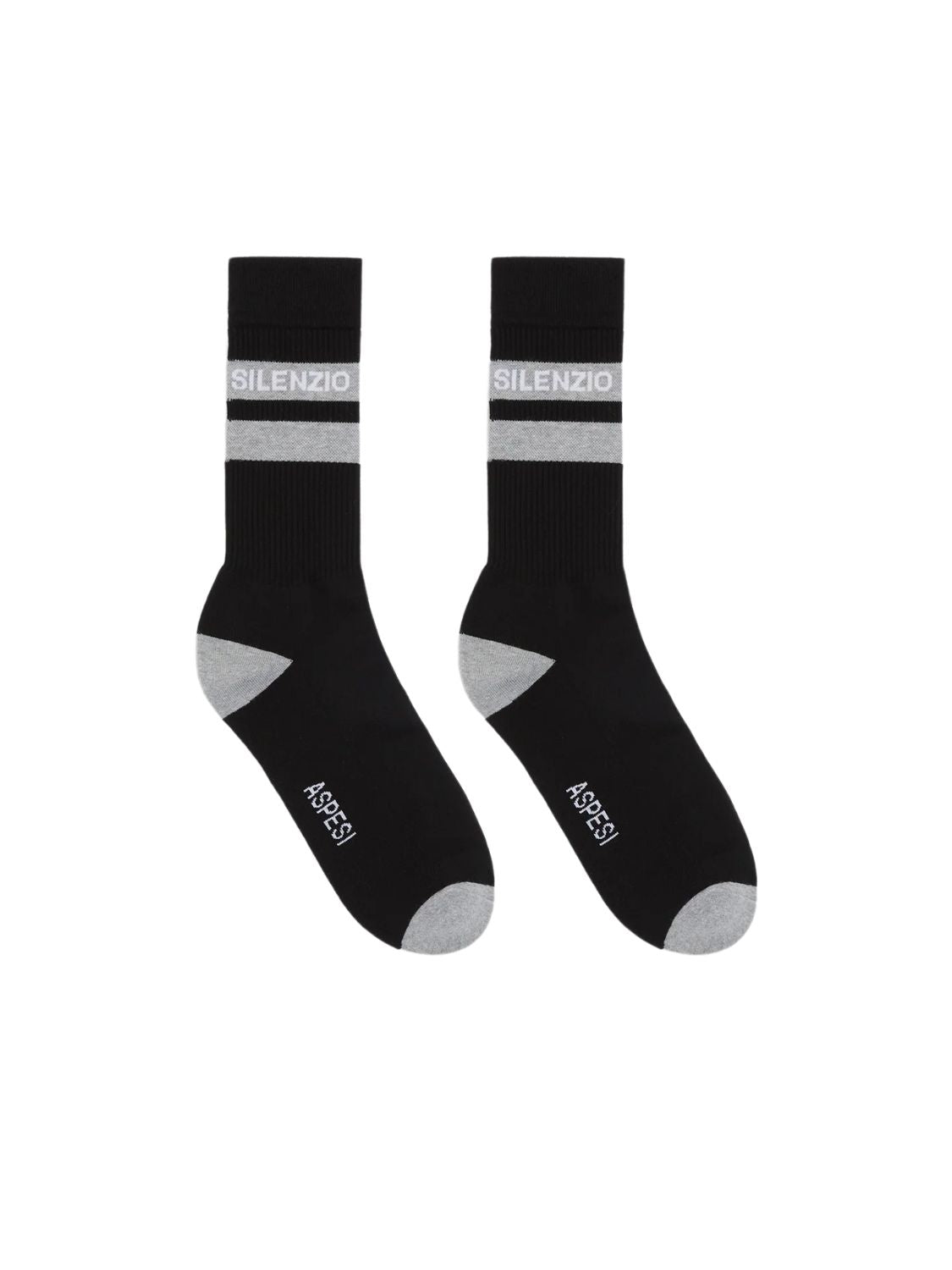 Aspesi Silenzio Socks Grey Stripes Black