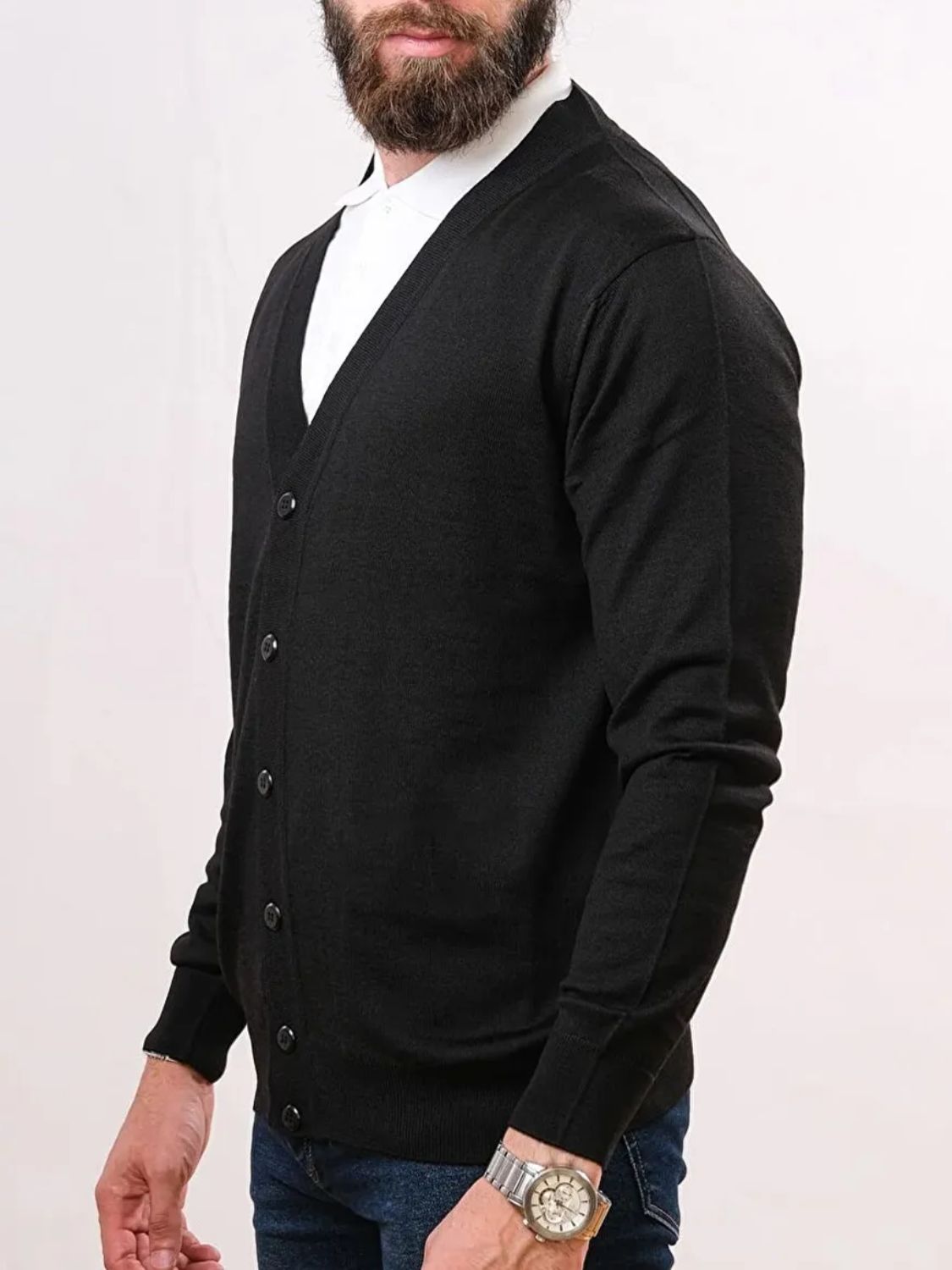 Aspesi Wool Cardigan Charcoal
