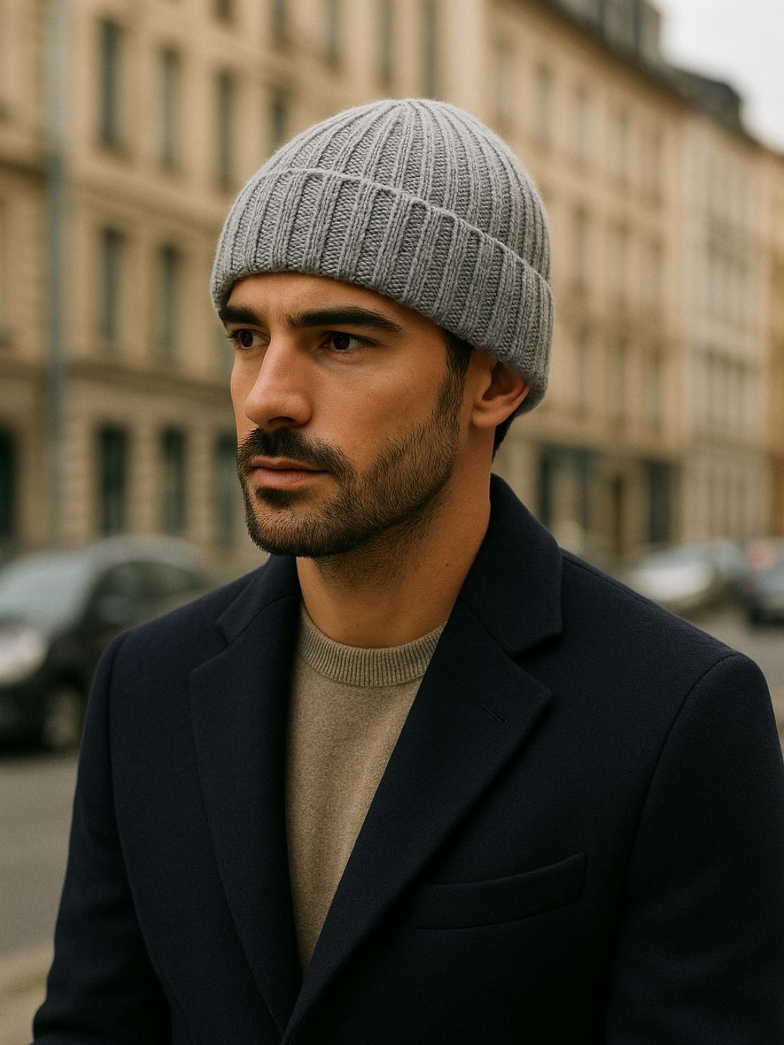 Aspesi Cashmere Beanie Hat Grey