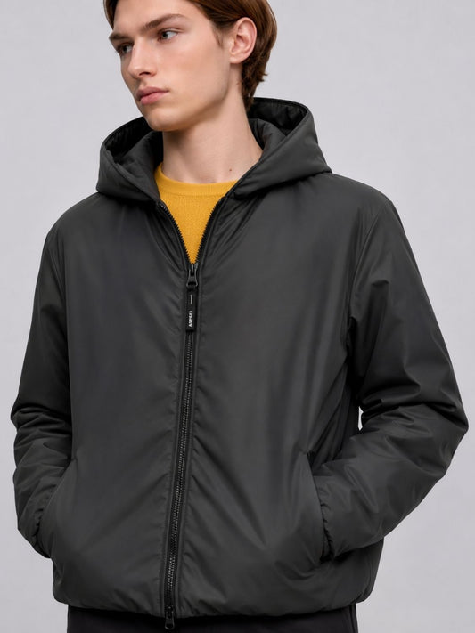 Aspesi Padded Shell Hooded Jacket Black