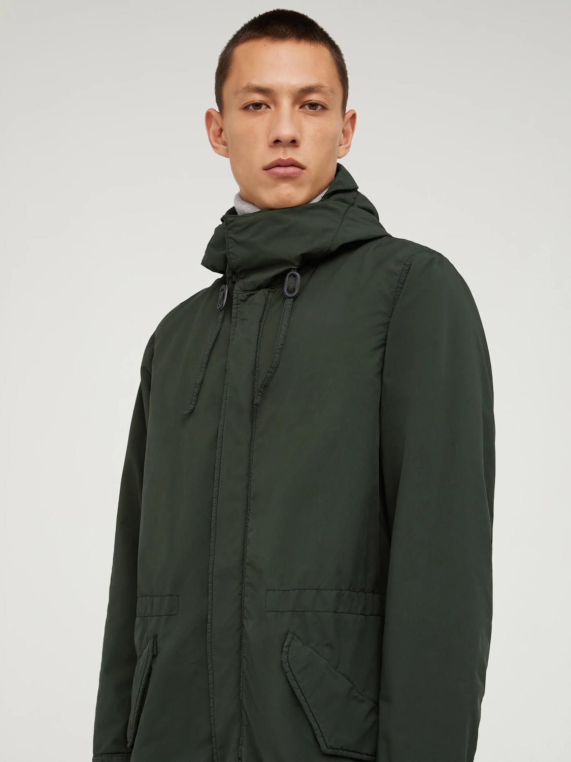 Aspesi Long Garment-Dyed Nylon Parka | The Project Garments - D