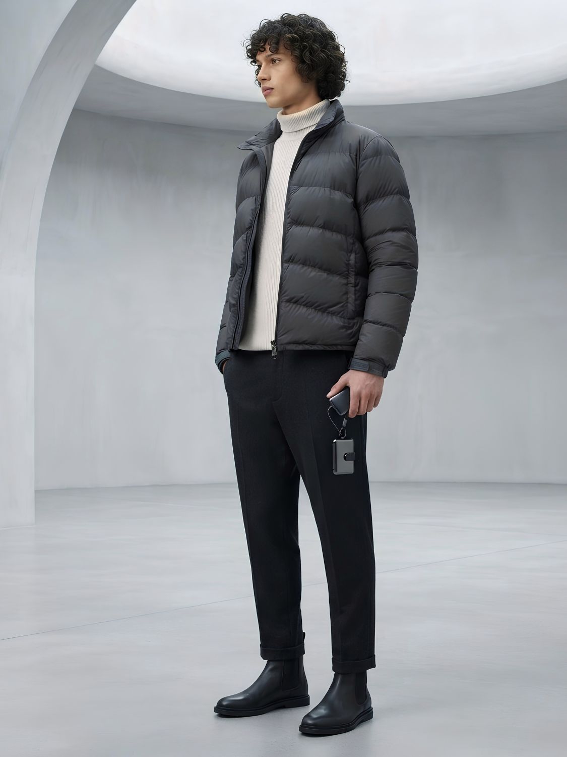Aspesi Short Quilted Padded Jacket Anthracite