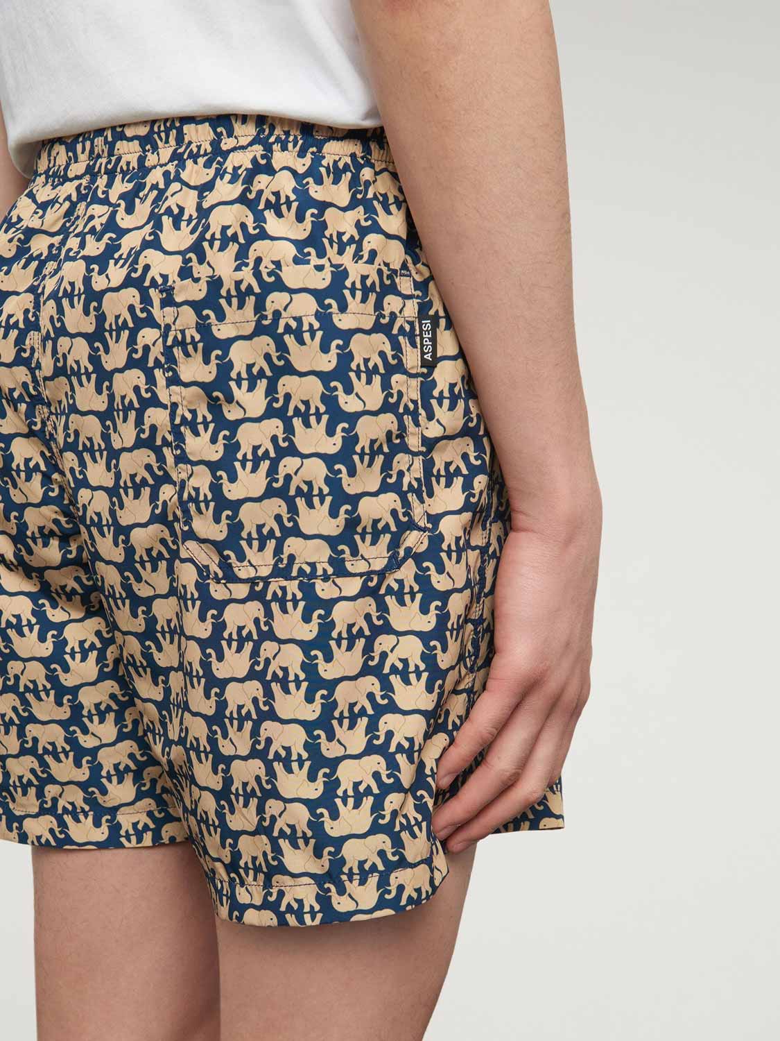 Aspesi Elephant Printed Nylon Trunks Ivory