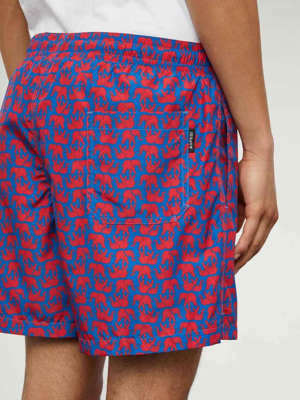 Aspesi Elephant Printed Nylon Trunks Magenta