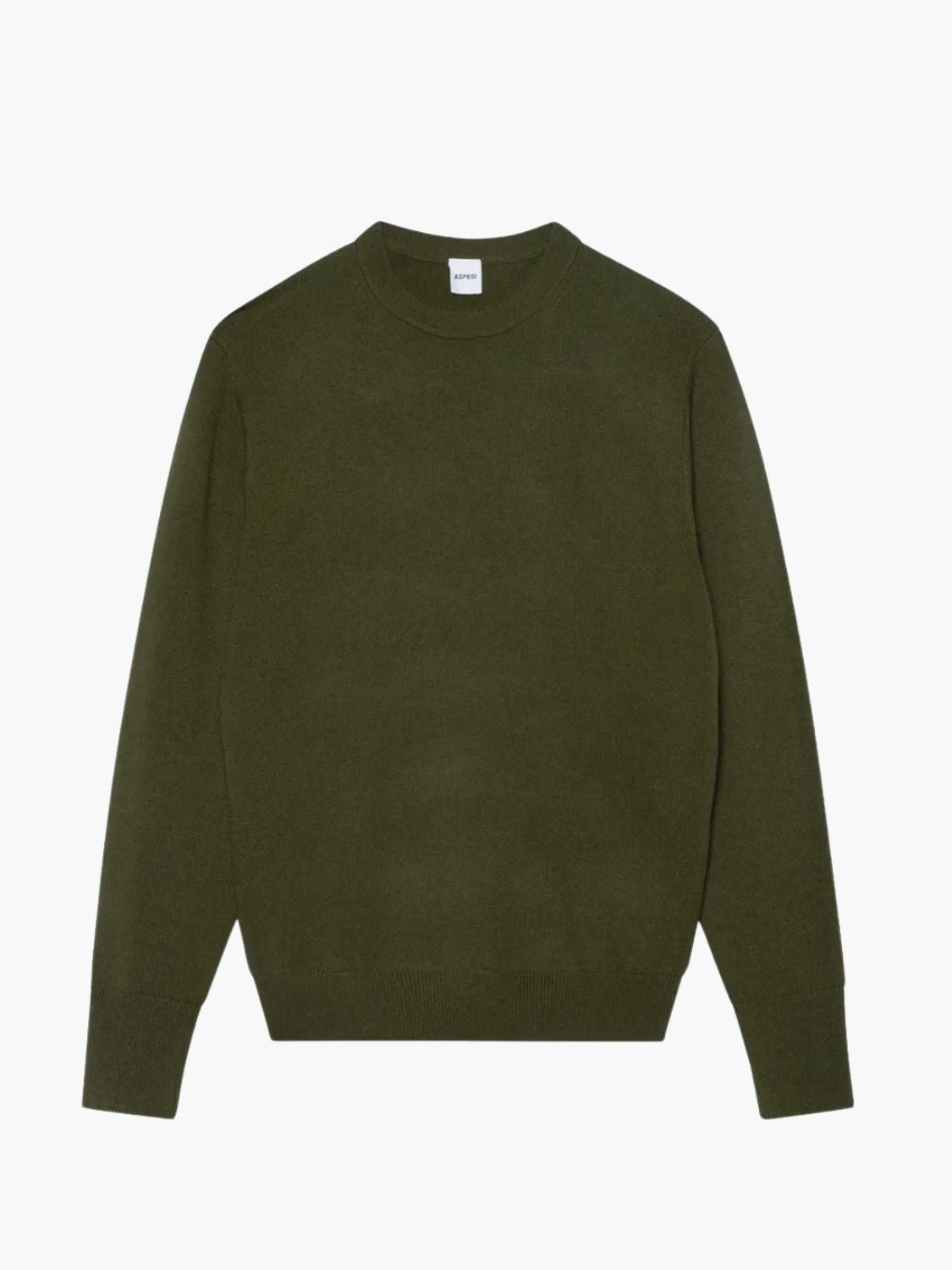Aspesi Super Geelong Wool Crew Neck Sweater Military