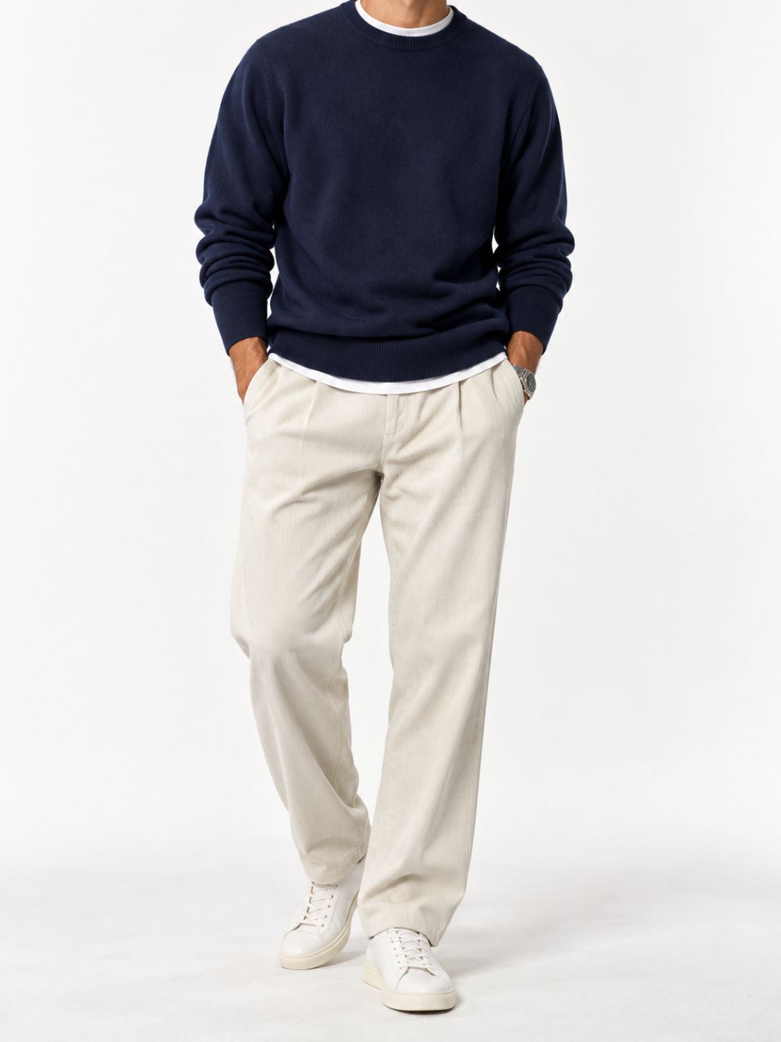 Aspesi Super Geelong Wool Crew Neck Sweater Navy