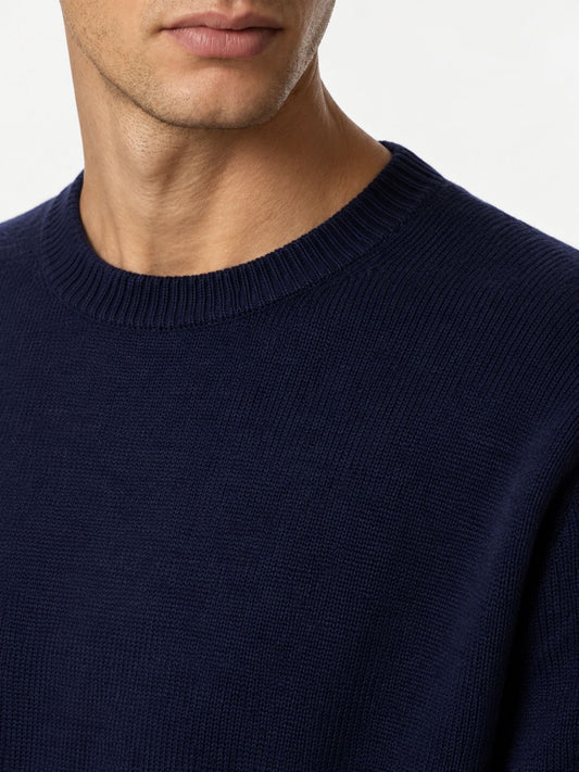 Aspesi Super Geelong Wool Crew Neck Sweater Navy