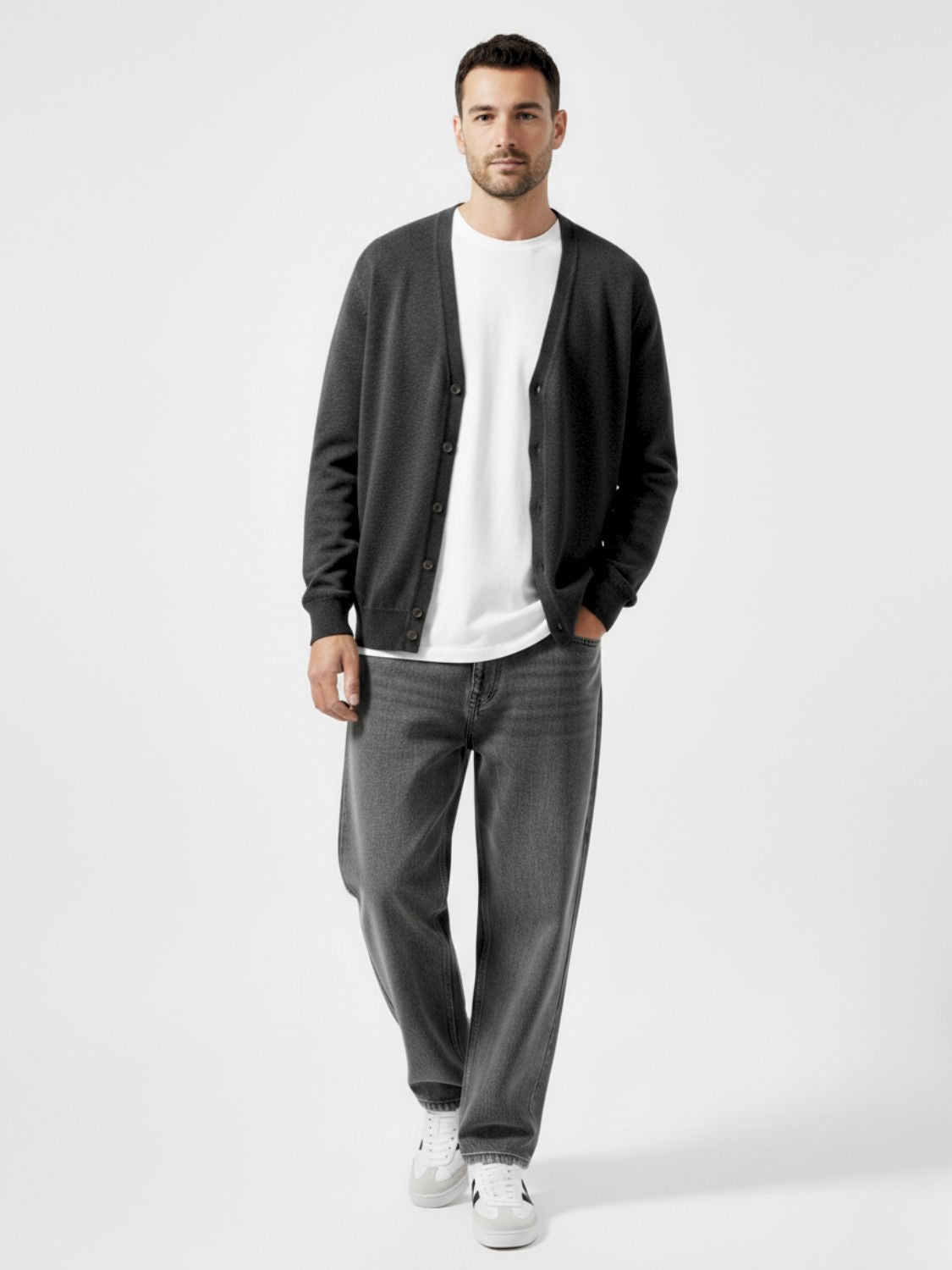 Aspesi Wool Cardigan Charcoal