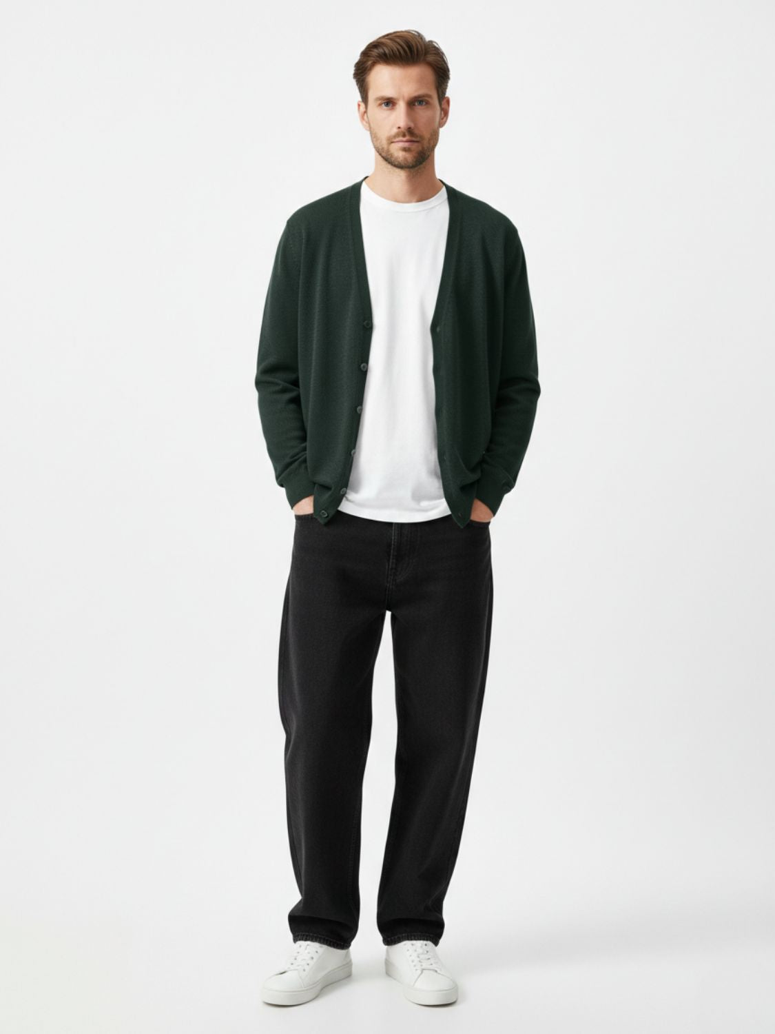 Aspesi Wool Cardigan Dark Green