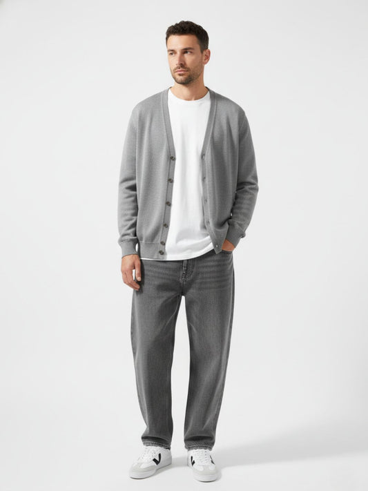 Aspesi Wool Cardigan Light Grey