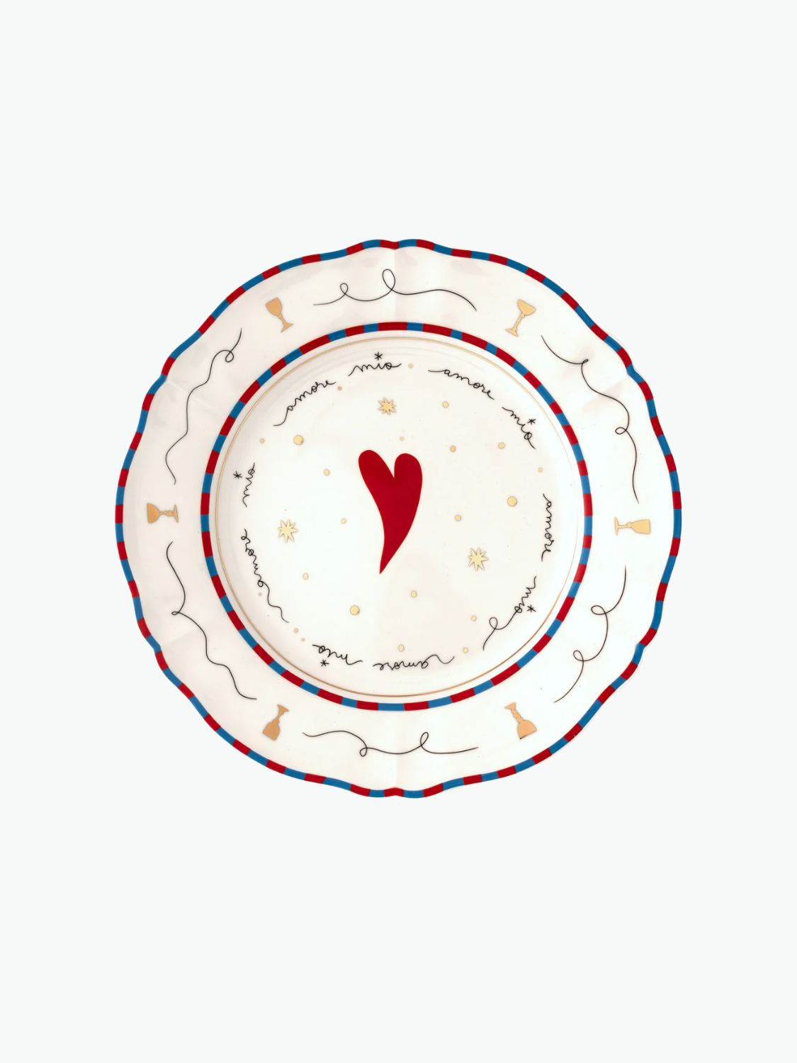 Bitossi Heart Porcelain Dinner Plate