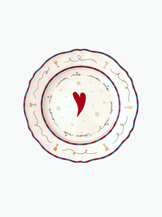 Bitossi Heart Porcelain Dinner Plate