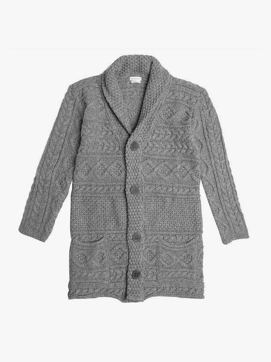 The Project Garments Button Front Shawl Collar Wool Blend Cardigan Grey