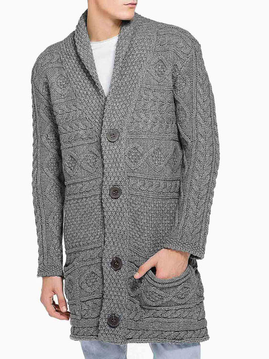 The Project Garments Button Front Shawl Collar Wool Blend Cardigan Grey