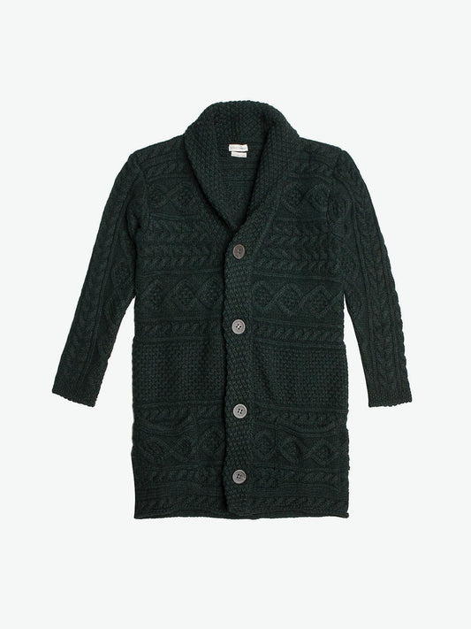 The Project Garments Button Front Shawl Collar Wool Blend Cardigan Forest Green