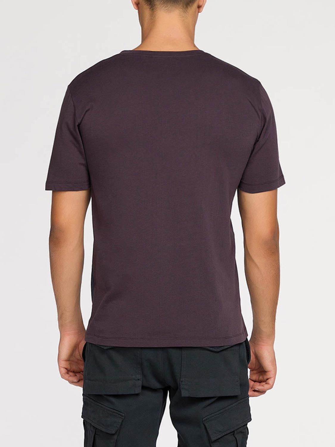 Color Block Crew Neck T-Shirt Burgundy | C