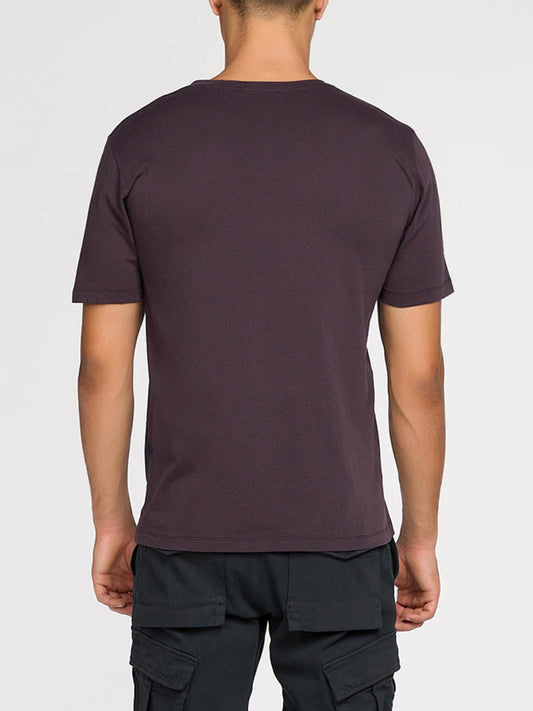 Color Block Crew Neck T-Shirt Burgundy | C