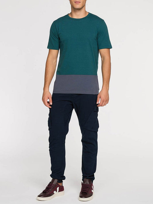 Color Block Crew Neck T-Shirt Green | D
