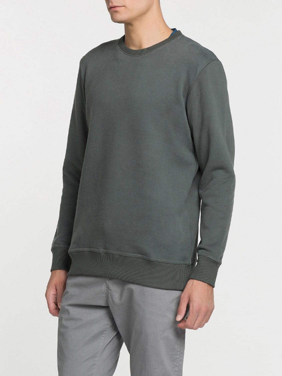 Crew Neck Sweatshirt Military Khaki | C