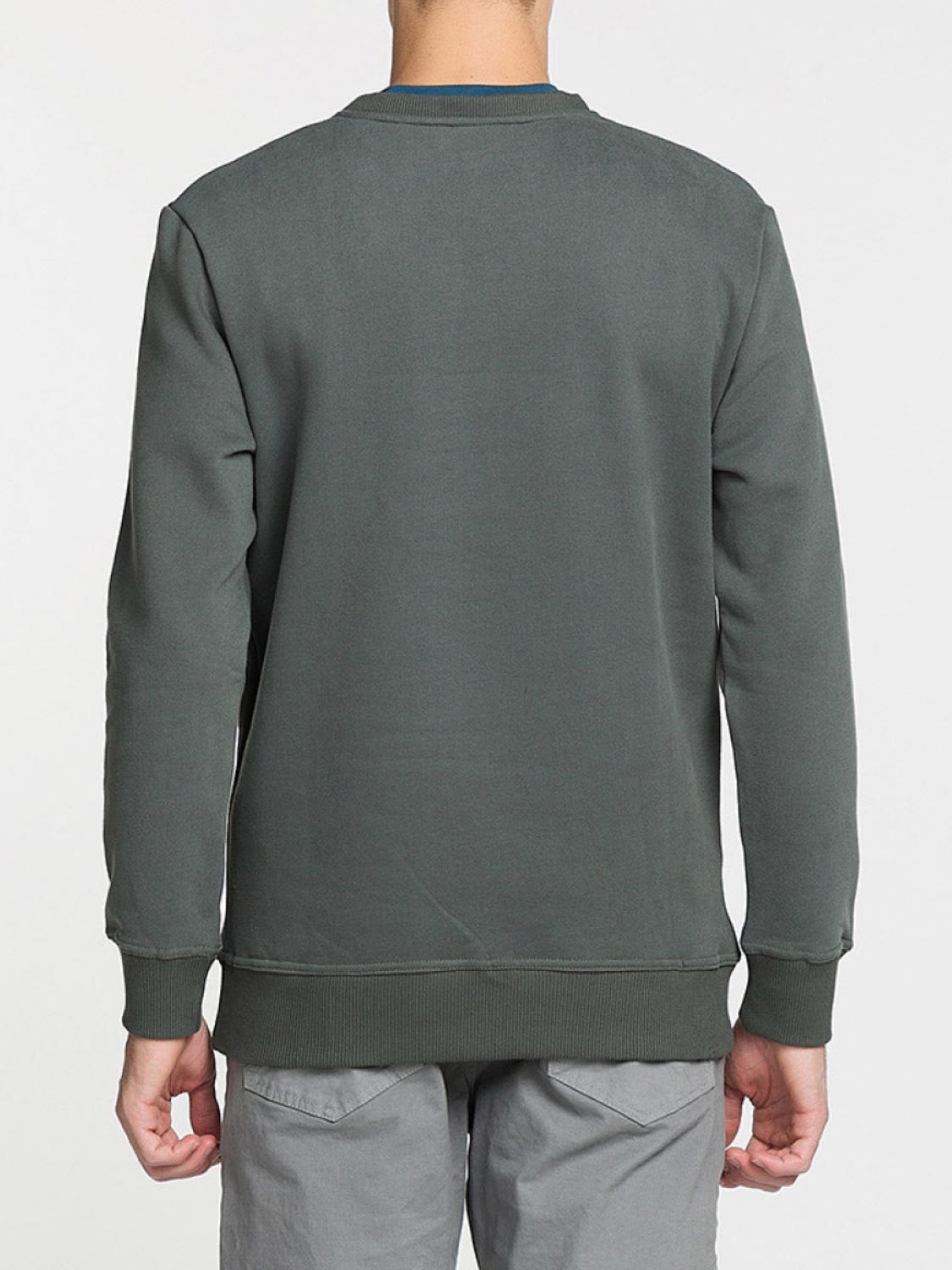 Crew Neck Sweatshirt Military Khaki | D