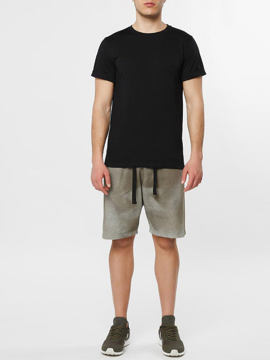 Cotton Jersey Trimmed Crew Neck T-Shirt Black