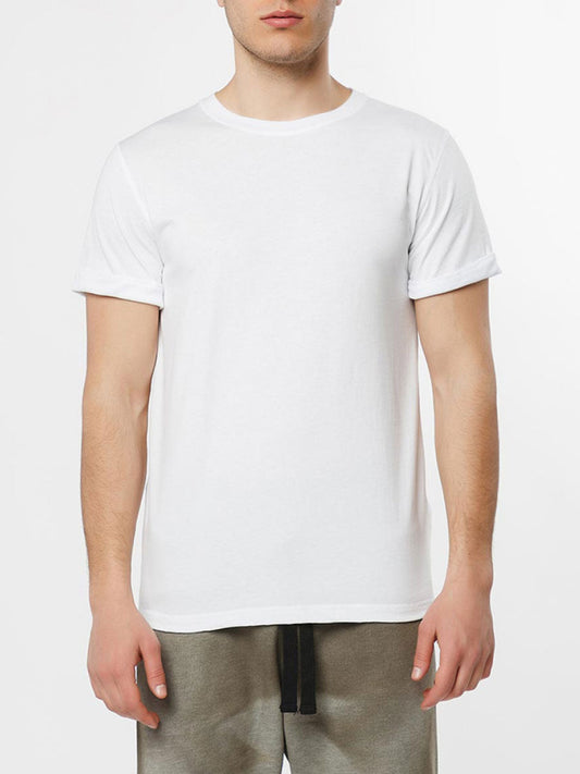 Cotton Jersey Trimmed Crew Neck T-Shirt White