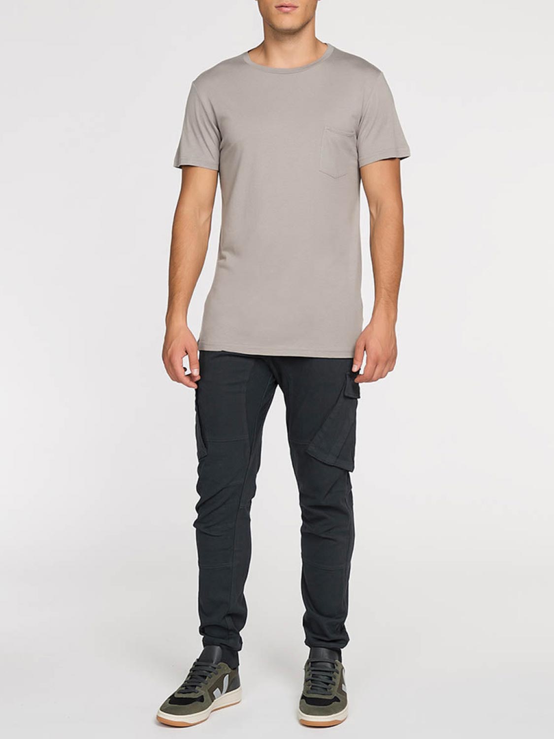 Crew Neck Modal-Blend Pocket T-shirt Moonrock | D