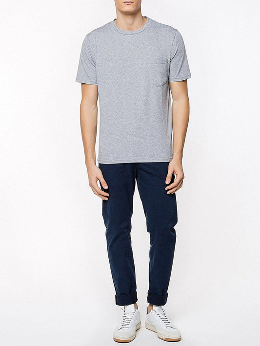Crew Neck Regular Fit Organic Cotton Pocket T-shirt Melange Grey | E