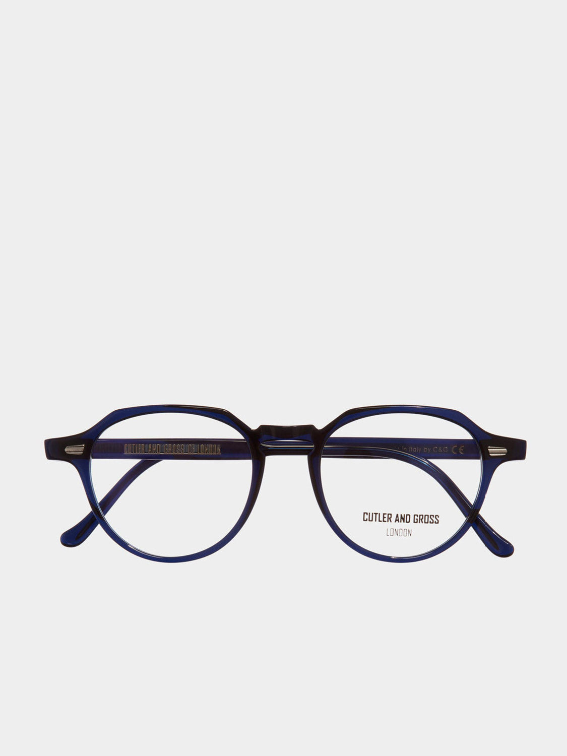 Cutler and Gross Hexagonal-Frame Navy Blue Acetate Optical Glasses | C