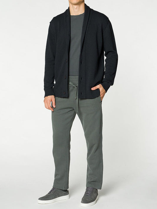 Shawl Collar Distressed Cardigan Virgin Wool Grey | E