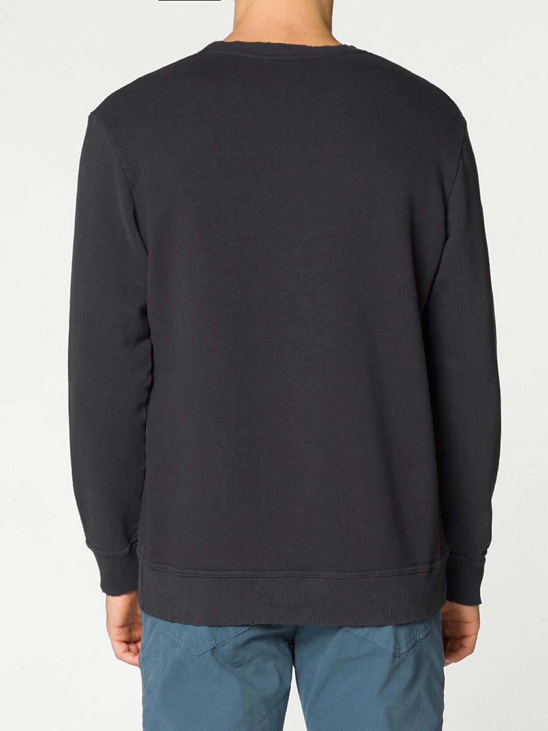 Distressed Crew-Neck Sweatshirt Meteorite Grey | C